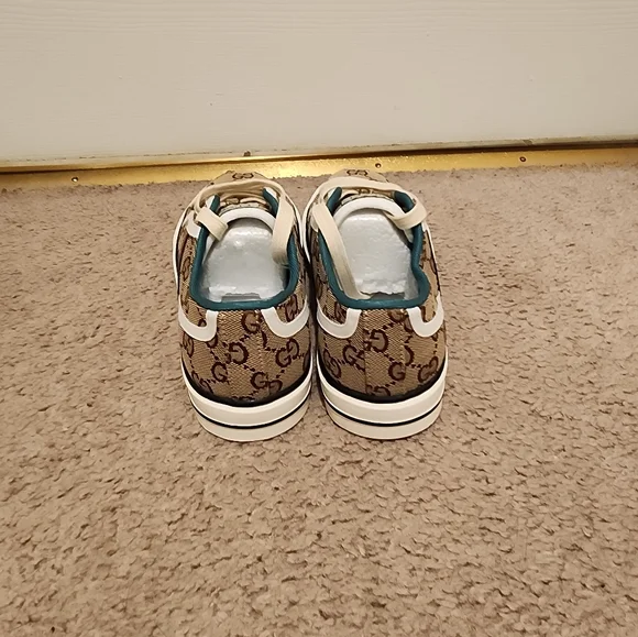 GG Brown and White Designer Sneakers - Picture 5 of 6